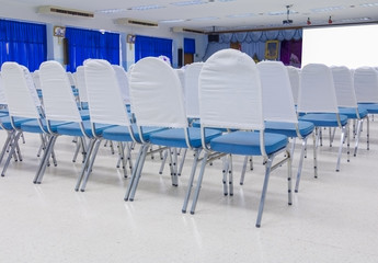 empty row chairs in prepare seminar a meeting room, Select focus with shallow depth of field.