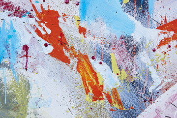 Multicolored vivid and textured gouache abstract background.