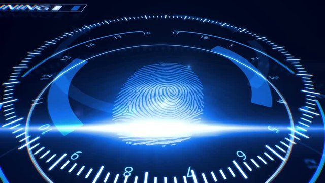 Abstract Fingerprint Scanning.Technology Concept. Blue color.