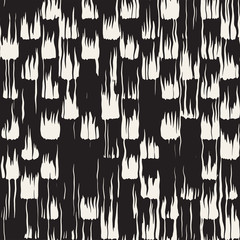 Vector seamless pattern with brush stripes and strokes. Black and white background with ink elements. Hand painted grunge texture.