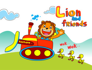 lion and friends - vector illustration for children.