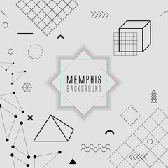 Memphis background with shapes.