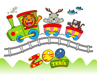 zoo train - vector illustration for children.
