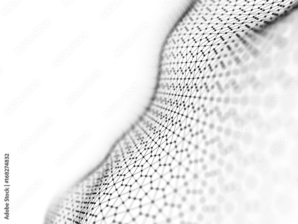 Poster abstract 3d rendering futuristic dots and lines. computer geometric digital connection structure. fu