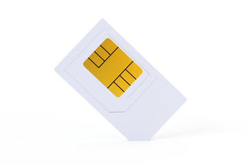 Sim card put on white background. 3D Render