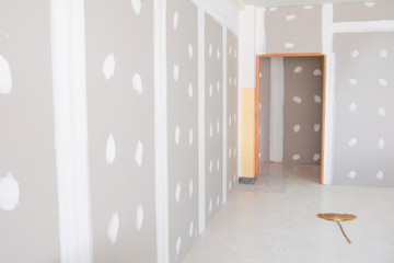 gypsum board wall interior decoration of home at construction site with copy space add text