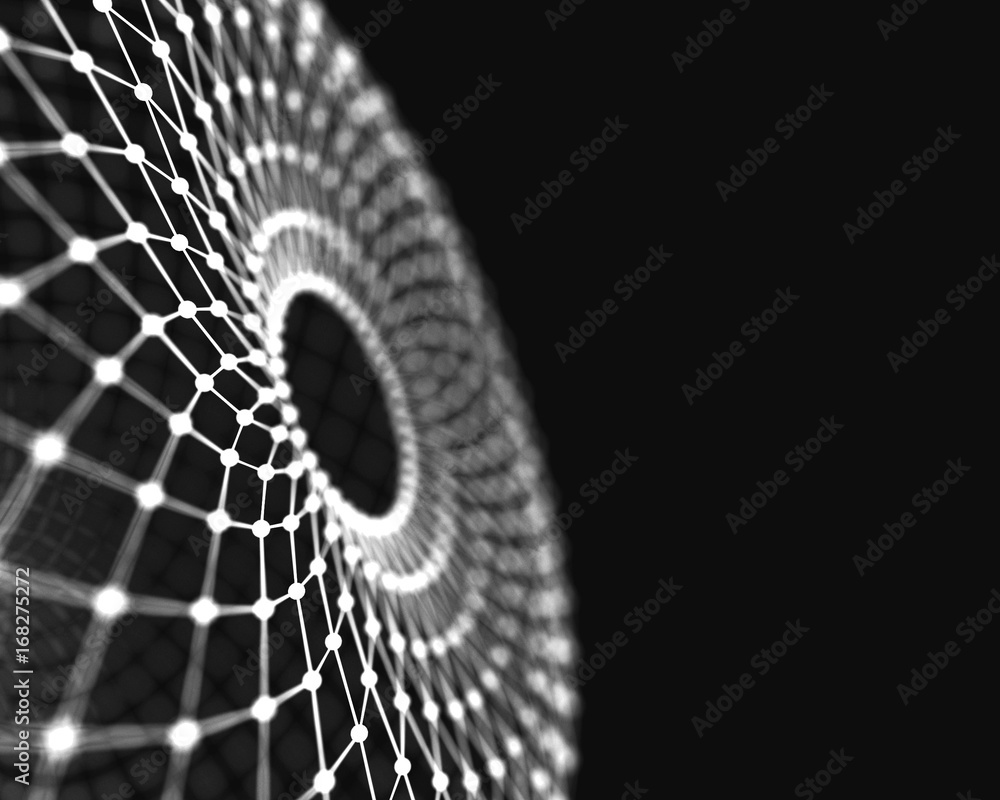 Poster abstract 3d rendering futuristic dots and lines. computer geometric digital connection structure. fu