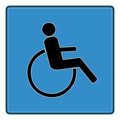 Disabled black sign in blue square