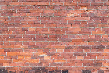 Old and aged red brick wall texture background.