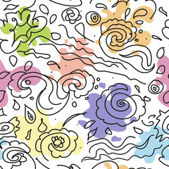 Seamless background with hand-drawn scribbles. Vector.