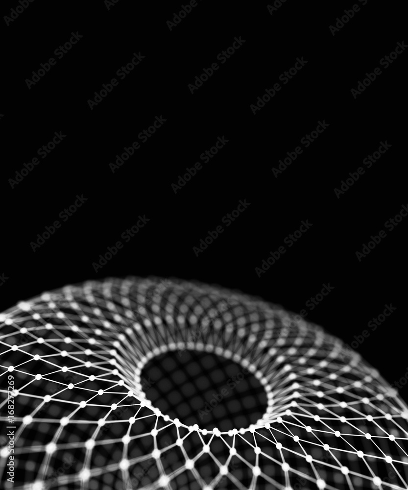 Poster abstract 3d rendering futuristic dots and lines. computer geometric digital connection structure. fu