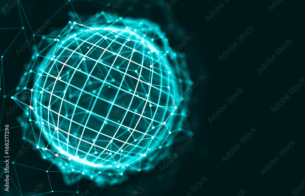 Poster abstract 3d rendering futuristic dots and lines. computer geometric digital connection structure. fu