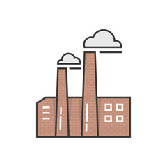 simple outline brick factory icon