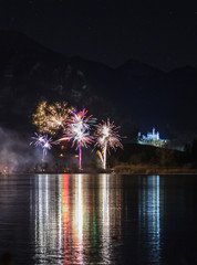 Silvester-Feuerwerk im Königswinkel nahe Schloß Neuschwanstein