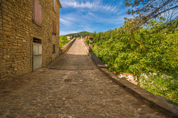 single span bridge in green countryside