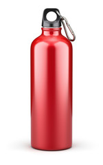 Metal water bottle on white background 