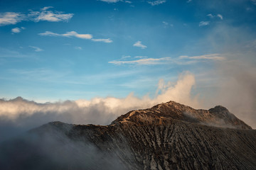 The morning sky and mountains. sky at kawah ijen, Indonesia.
