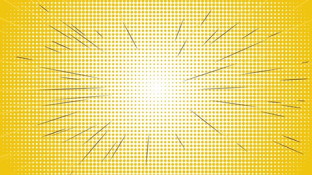 Animation of Comic speed radial on blue dotted background