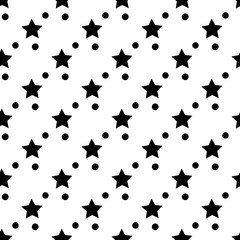 Fototapeta na wymiar Star and circle black seamless pattern