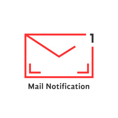 red thin line mail notification icon