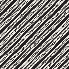 Decorative seamless pattern with doodle lines. Hand painted grungy wavy stripes background. Trendy endless freehand texture