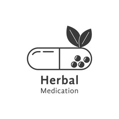 black herbal medication logo with pill