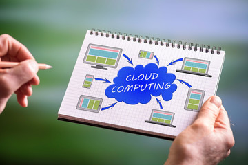 Cloud computing concept on a notepad