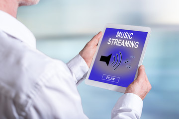 Music streaming concept on a tablet