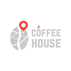 coffee house logo with map pin