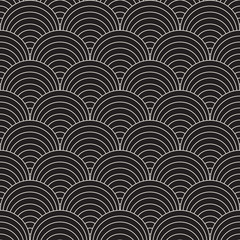 Fototapeta na wymiar Vector Seamless Rounded Lines Pattern. Abstract Geometric Background Design. Circular Geometric Tiling Lattice