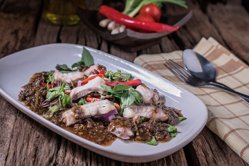 Thai food, stir fried fish