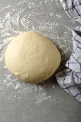 Ball of raw dough on slate
