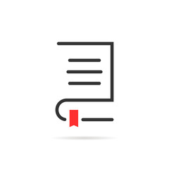 Fototapeta premium simple book logo with shadow and bookmark