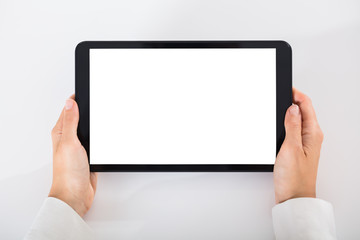 Businessperson Using Digital Tablet With Blank White Screen
