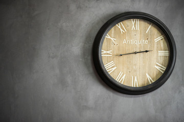 antique Wall clock on concrete wall