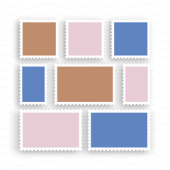 A set of postage stamps vintage, vector flat. Vector templates isolated