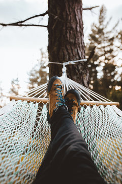 Female feet in hammock