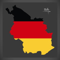 Cologne map with German national flag illustration