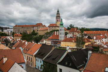 Veduta panoramica della città medievale di Cesky Kurmlov in Boemia