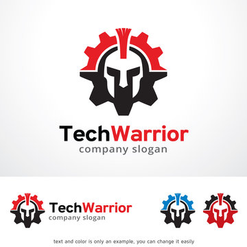 Tech Warrior Logo Template Design Vector, Emblem, Design Concept, Creative Symbol, Icon