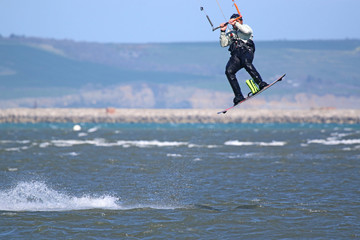 kitesurfer jumping