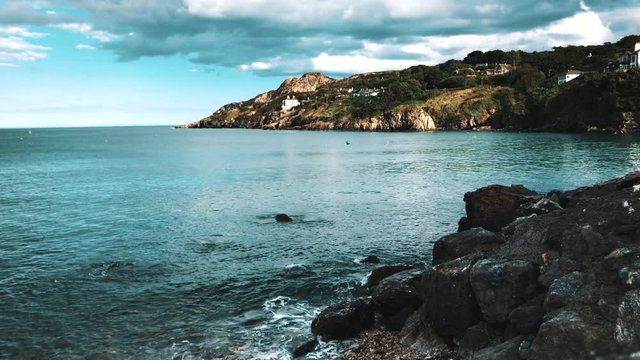 Ireland Landscape . Waves on the Beach with Panorama View 4k Footage