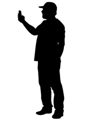 Man with phone on a white background