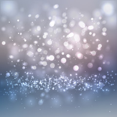 Bokeh lights and snow particles background