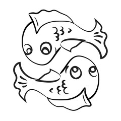 zwei niedliche Fische schwimmen und spielen