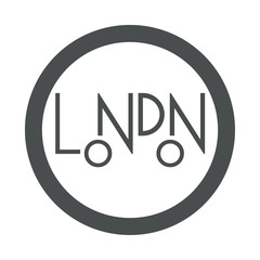 Icono plano LONDON como autobus en circulo color gris