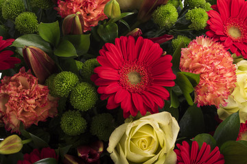 Beautiful bouquet of many colorful flowers 