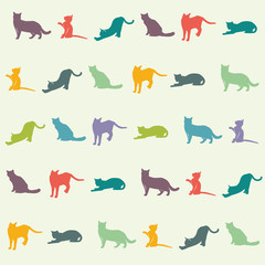 Wallpaper for kids room. multicolored cats. vector illustration