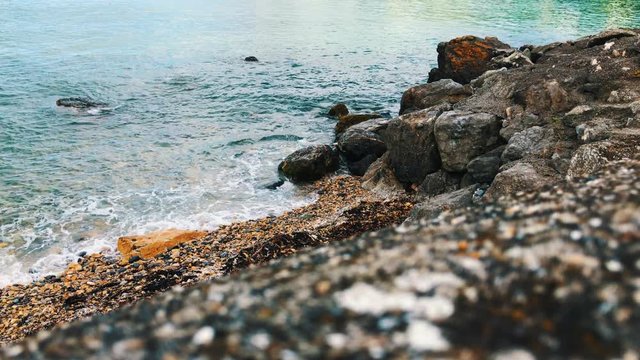 Ireland Landscape . Waves on the Beach with Panorama View 4k Footage