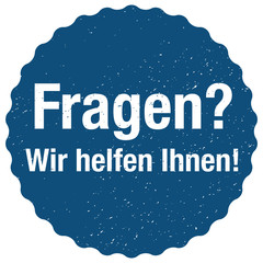 Fragen Wir helfen Ihnen! Sticker - Vektor - blau